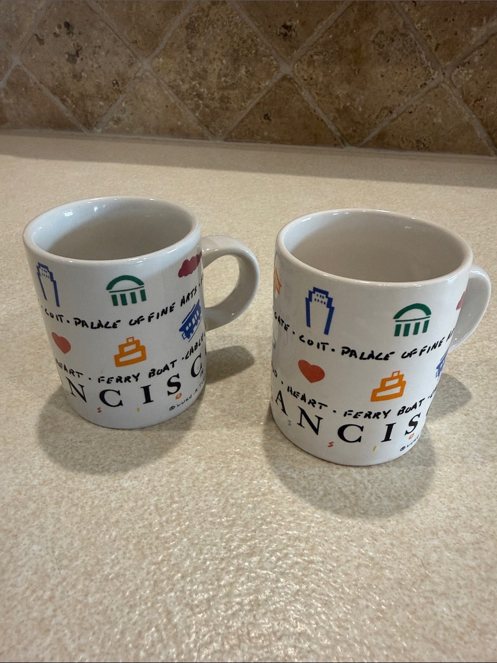 Source Unknown White San Francisco Icon Mug with Multicolor Motifs